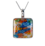 Millefiori Glass Square Pendant